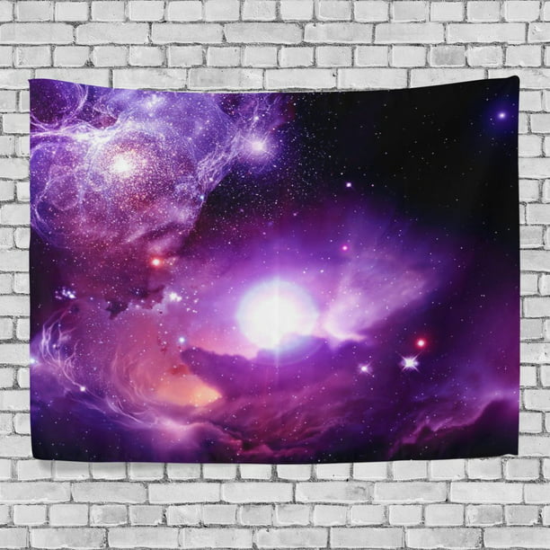 Outer Space Nebula Wall Mural Purple Pink Sky Photo Wallpaper Bedroom Home Decor 